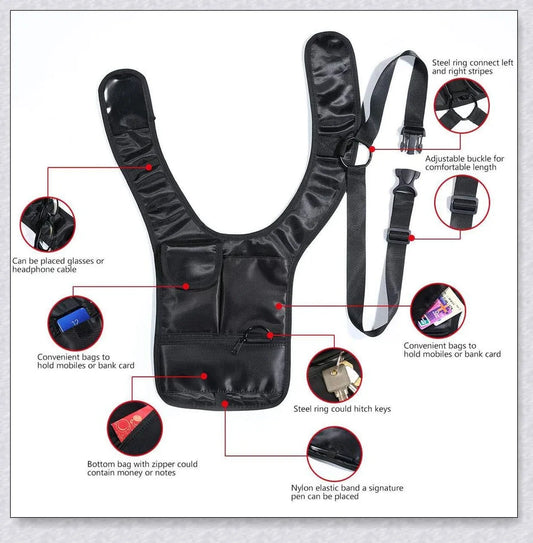Hidden Slinger anti-theft concealed underarm storage bag for travel, featuring premium materials, adjustable strap, and multiple pockets for secure storage.