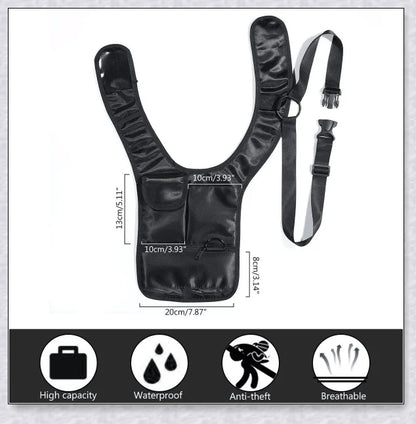 Hidden Slinger anti-theft concealed underarm storage bag for travel, featuring premium materials, adjustable strap, and multiple pockets for secure storage.