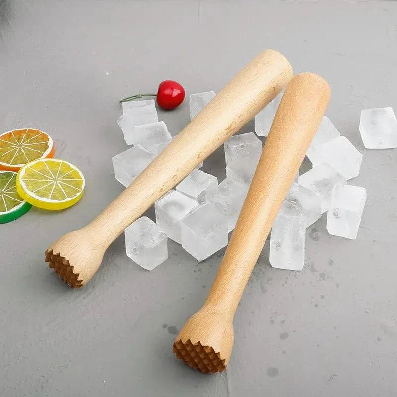 Beechwood cocktail muddler and juice press for mashing fruits, crushing ice, and mixing drinks