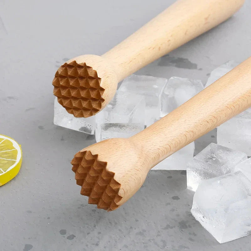 Beechwood cocktail muddler and juice press for mashing fruits, crushing ice, and mixing drinks