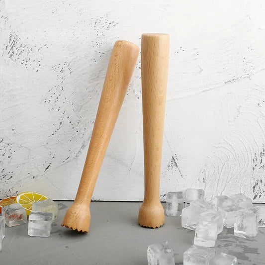 Beechwood cocktail muddler and juice press for mashing fruits, crushing ice, and mixing drinks