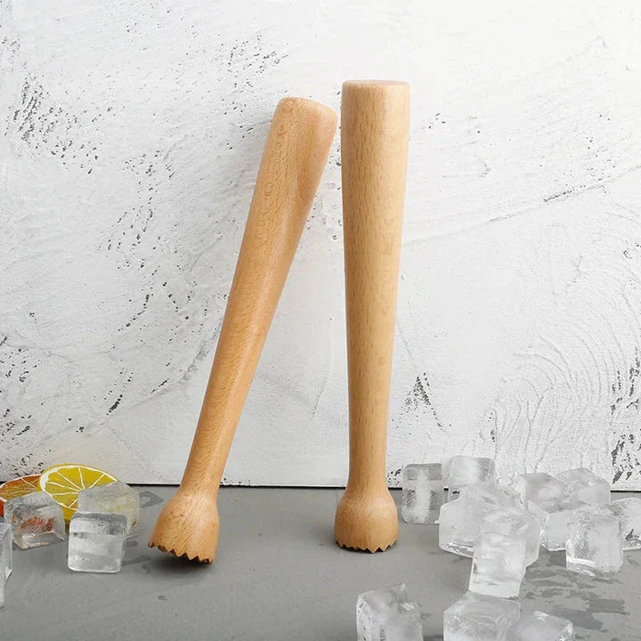 Beechwood cocktail muddler and juice press for mashing fruits, crushing ice, and mixing drinks