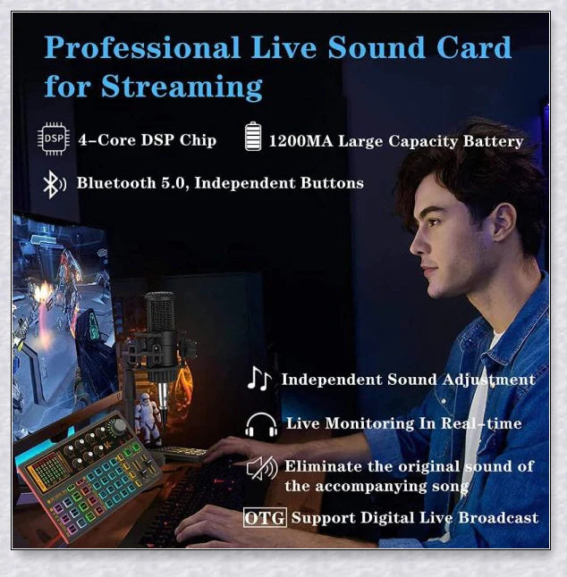 Voice Changer Live Board Sound Mixer with multiple audio effects and voice-changing presets for live streaming and podcast production