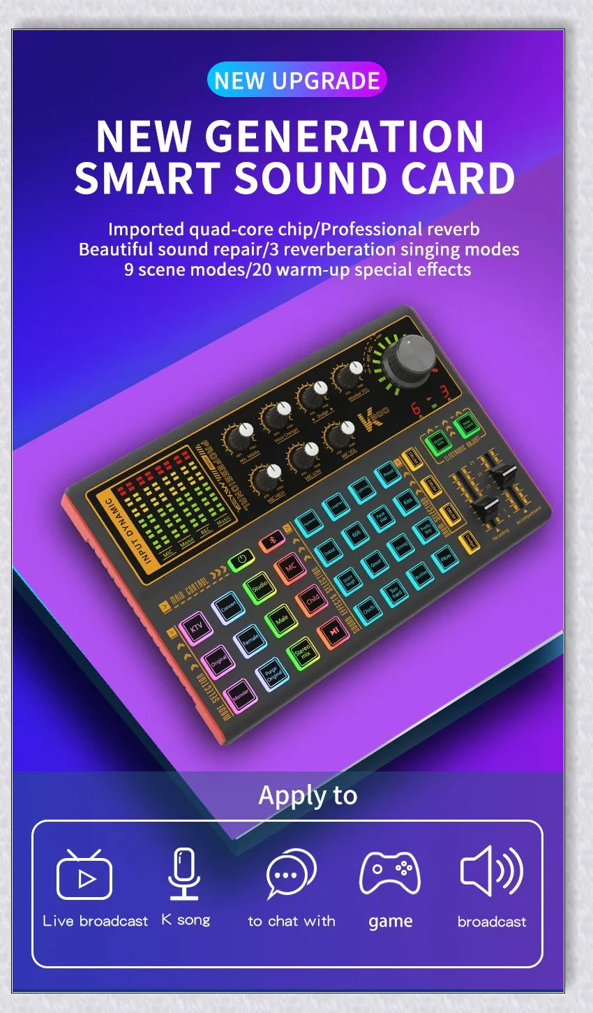 Voice Changer Live Board Sound Mixer with multiple audio effects and voice-changing presets for live streaming and podcast production