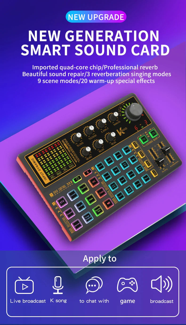 Voice Changer Live Board Sound Mixer with multiple audio effects and voice-changing presets for live streaming and podcast production