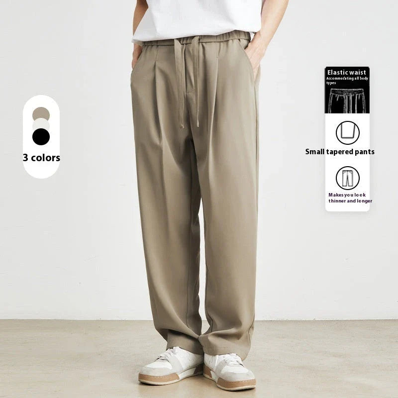 Sophisticated ice silk straight-leg trousers in a range of colours, designed with advanced draping and wrinkle-resistant properties for effortless style.