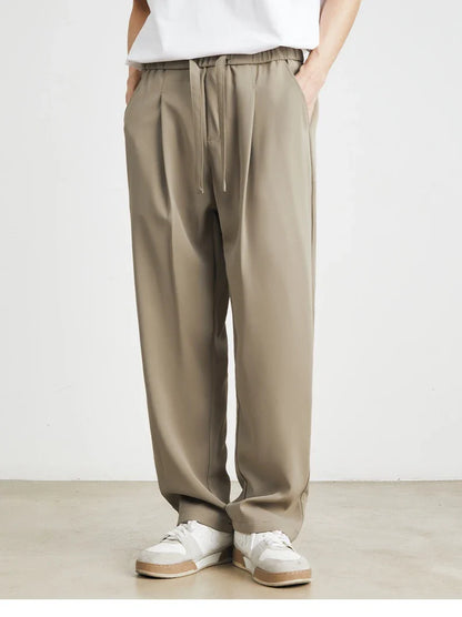 Sophisticated ice silk straight-leg trousers in a range of colours, designed with advanced draping and wrinkle-resistant properties for effortless style.