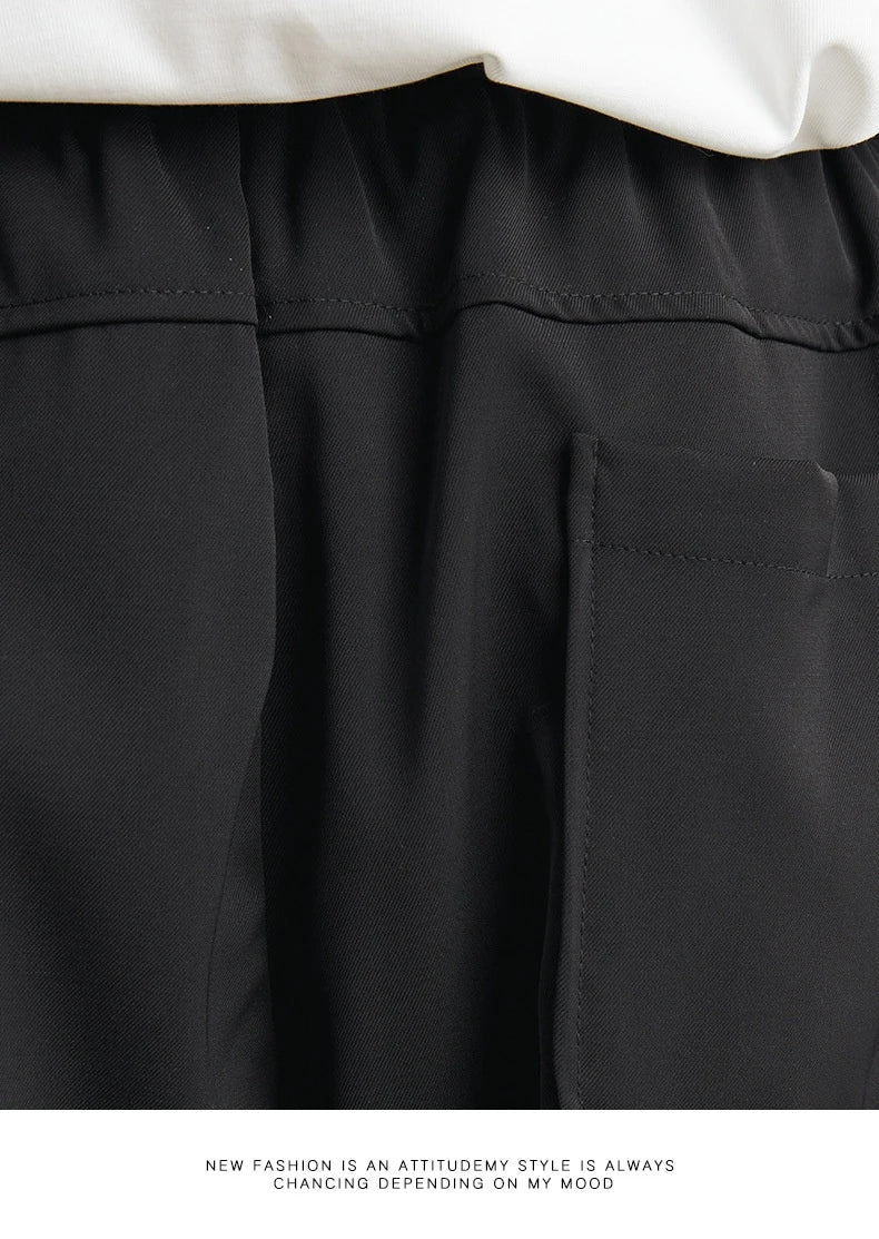 Sophisticated ice silk straight-leg trousers in a range of colours, designed with advanced draping and wrinkle-resistant properties for effortless style.