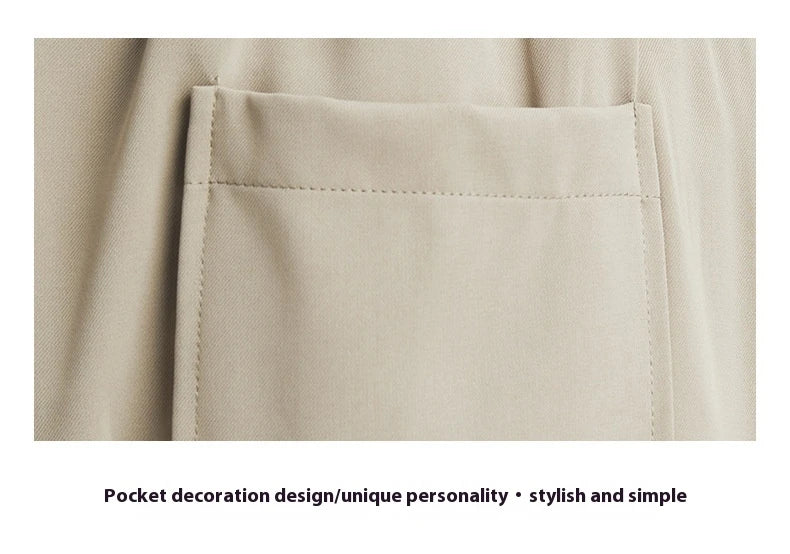 Sophisticated ice silk straight-leg trousers in a range of colours, designed with advanced draping and wrinkle-resistant properties for effortless style.