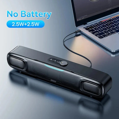 Portable Bluetooth Soundbar Speaker with 3D Surround Sound, Rich Bass, and Dynamic RGB Lighting