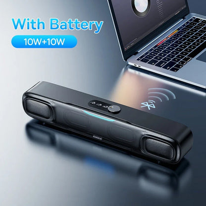 Portable Bluetooth Soundbar Speaker with 3D Surround Sound, Rich Bass, and Dynamic RGB Lighting