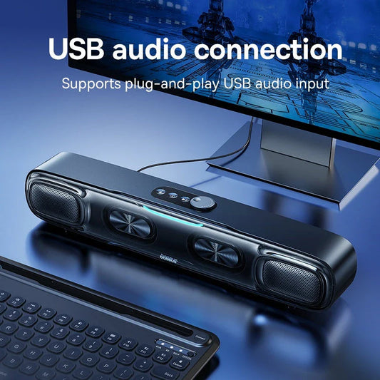Portable Bluetooth Soundbar Speaker with 3D Surround Sound, Rich Bass, and Dynamic RGB Lighting