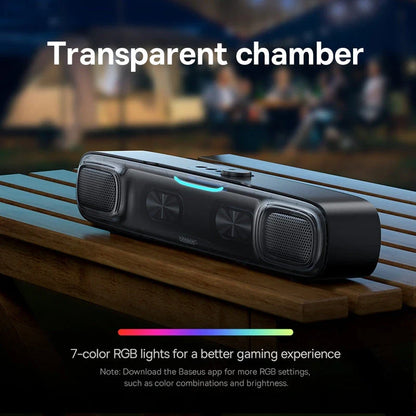 Portable Bluetooth Soundbar Speaker with 3D Surround Sound, Rich Bass, and Dynamic RGB Lighting