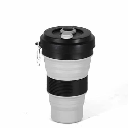 Colourful folding silicone coffee mug in various vibrant colours for on-the-go hydration and convenient portability