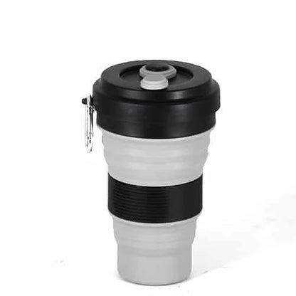 Colourful folding silicone coffee mug in various vibrant colours for on-the-go hydration and convenient portability
