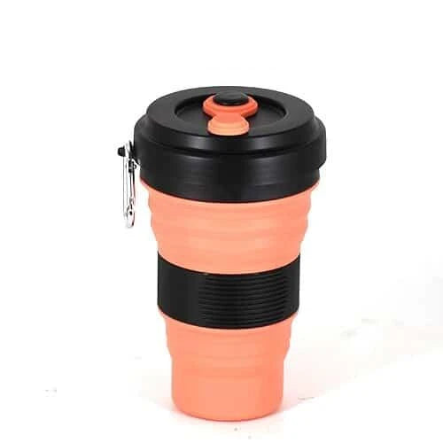 Colourful folding silicone coffee mug in various vibrant colours for on-the-go hydration and convenient portability