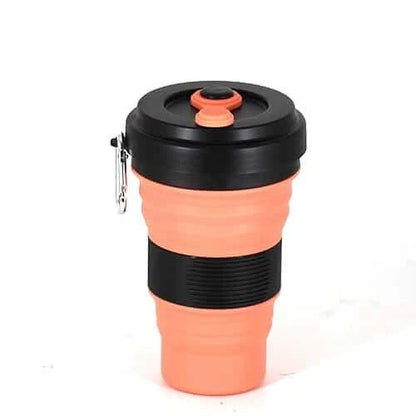 Colourful folding silicone coffee mug in various vibrant colours for on-the-go hydration and convenient portability