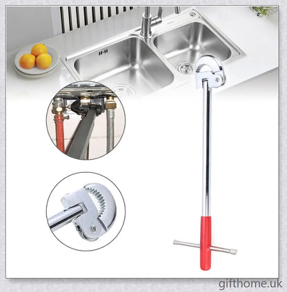 Premium T-Shaped Basin Wrench made of durable chrome-plated steel and alloy jaws for versatile plumbing tasks