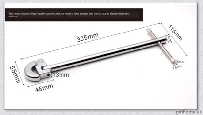 Premium T-Shaped Basin Wrench made of durable chrome-plated steel and alloy jaws for versatile plumbing tasks