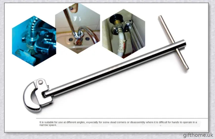 Premium T-Shaped Basin Wrench made of durable chrome-plated steel and alloy jaws for versatile plumbing tasks