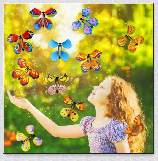 Colourful magic flying butterflies taking flight from a greeting card or book, creating a delightful surprise