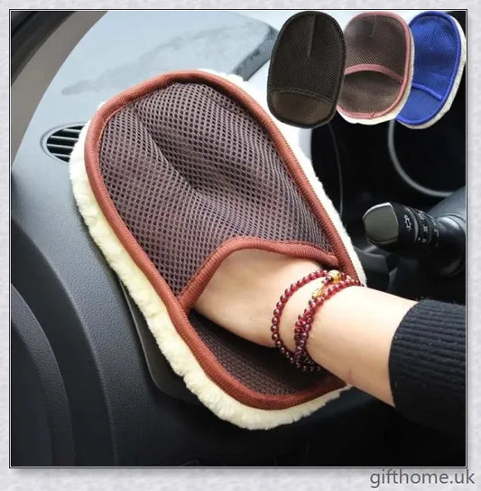 Premium Car Wash Cleaning Gloves made with soft imitation wool for gentle, effective cleaning of car surfaces