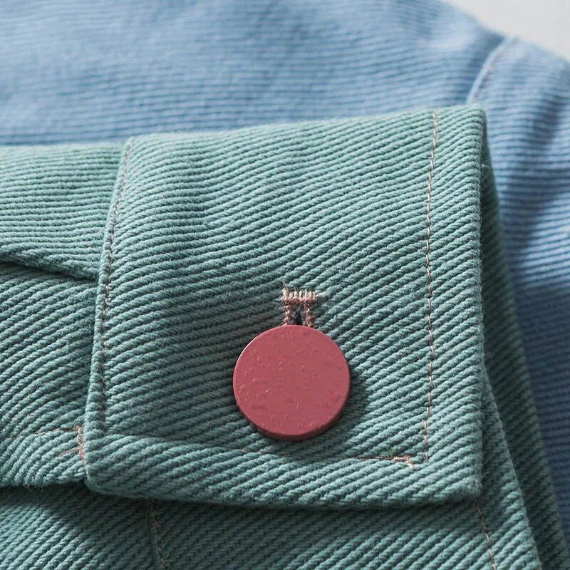 Men's hip hop patchwork heart jacket in a unique colour block design, made from high-quality cotton for comfort and durability.