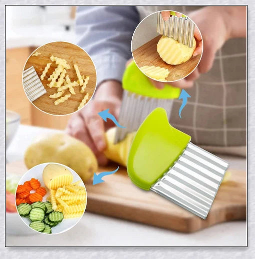 Stainless Steel Potato Crinkle Cutter - Crinkle Cutting Tool for Homemade Fries and Vegetables