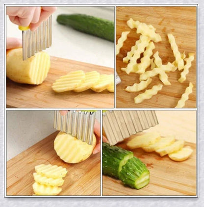 Stainless Steel Potato Crinkle Cutter - Crinkle Cutting Tool for Homemade Fries and Vegetables
