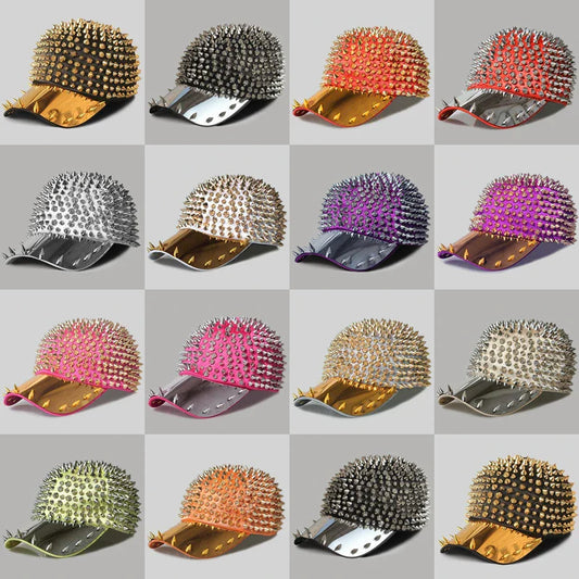Punk Full Pointed Rivet Baseball Personality Hip-hop Street Dance Cap in various color options