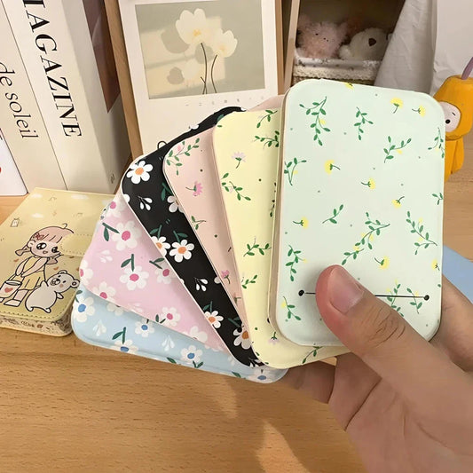 Floral Flip Folding Portable Makeup Mirror with Sturdy Stand and Clear Glass Reflection