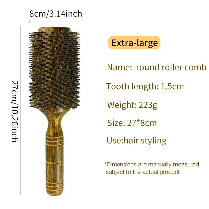 Professional Boar Bristle Round Hair Brush for Salon-Quality Styling at Home