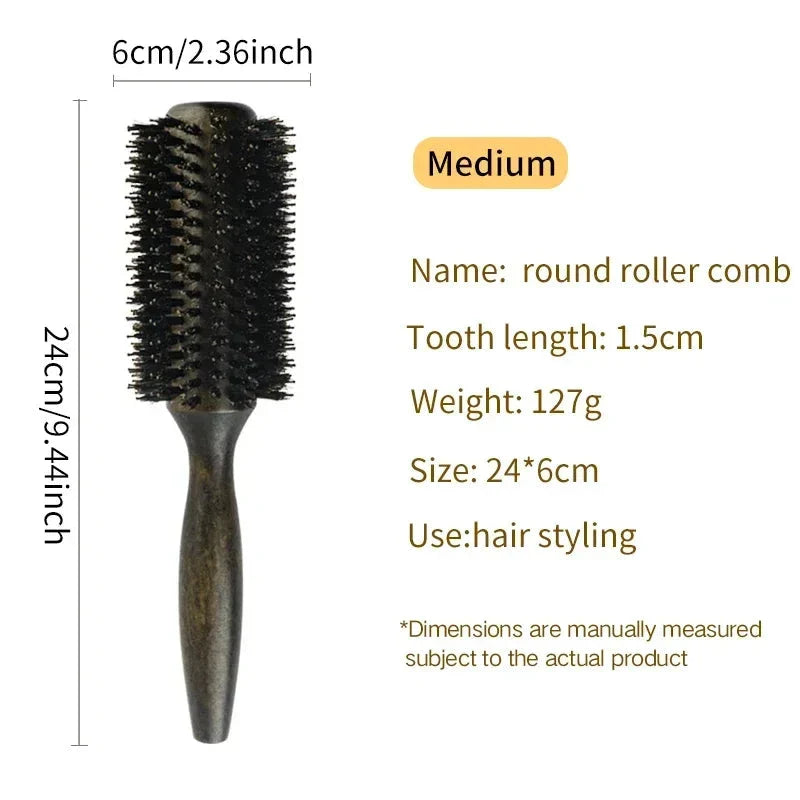 Professional Boar Bristle Round Hair Brush for Salon-Quality Styling at Home