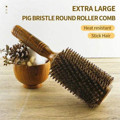 Professional Boar Bristle Round Hair Brush for Salon-Quality Styling at Home