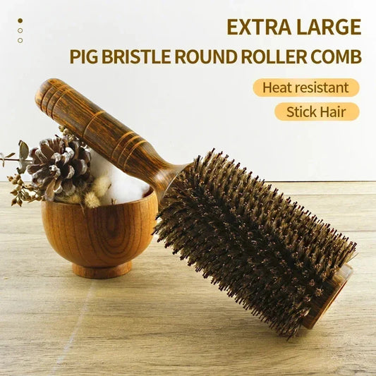 Professional Boar Bristle Round Hair Brush for Salon-Quality Styling at Home