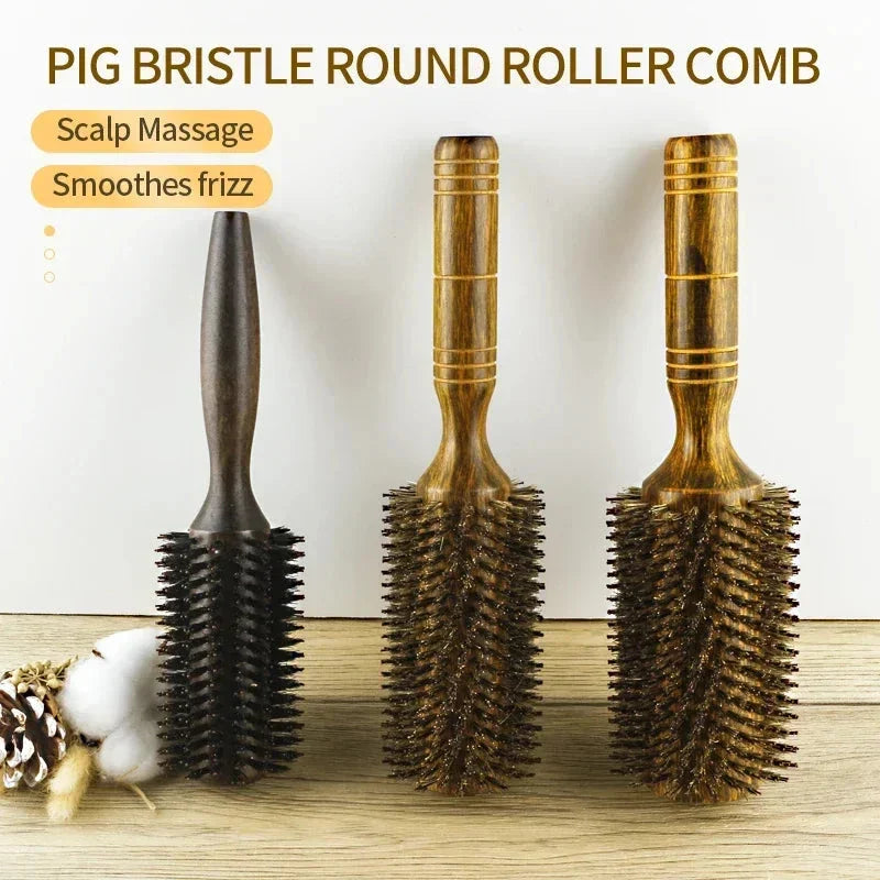 Professional Boar Bristle Round Hair Brush for Salon-Quality Styling at Home