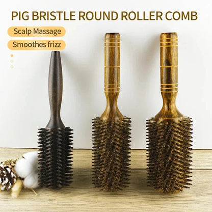 Professional Boar Bristle Round Hair Brush for Salon-Quality Styling at Home