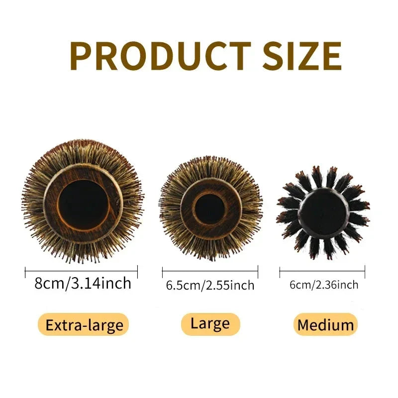Professional Boar Bristle Round Hair Brush for Salon-Quality Styling at Home