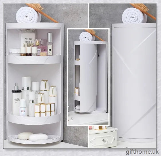 Premium Nordic style bathroom corner storage rack with 3 tiers for organising toiletries, towels and other essentials