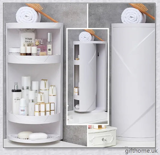 Premium Nordic style bathroom corner storage rack with 3 tiers for organising toiletries, towels and other essentials