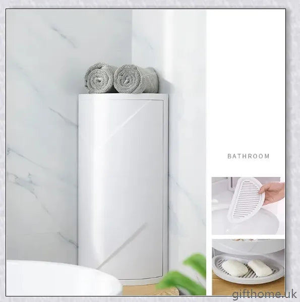 Premium Nordic style bathroom corner storage rack with 3 tiers for organising toiletries, towels and other essentials