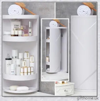 Premium Nordic style bathroom corner storage rack with 3 tiers for organising toiletries, towels and other essentials
