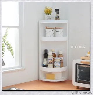 Premium Nordic style bathroom corner storage rack with 3 tiers for organising toiletries, towels and other essentials