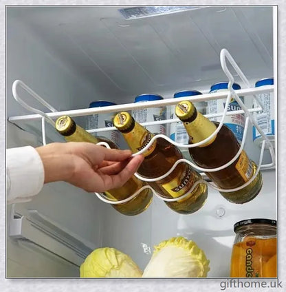 Fridge Bottle Rack - a premium iron accessory that securely holds and organises bottled drinks in your refrigerator