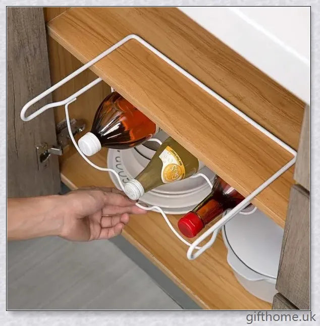 Fridge Bottle Rack - a premium iron accessory that securely holds and organises bottled drinks in your refrigerator