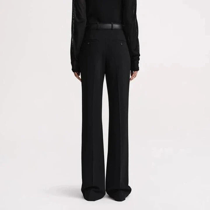 Elegant high-waist flared trousers for women, featuring a sleek boot-cut design and a comfortable, flattering fit.