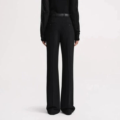 Elegant high-waist flared trousers for women, featuring a sleek boot-cut design and a comfortable, flattering fit.