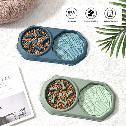 2-in-1 Slow Feeder Dog Bowl and Lick Mat from Trendha, featuring a slow feeder bowl and a lick mat for a complete and healthy feeding experience.