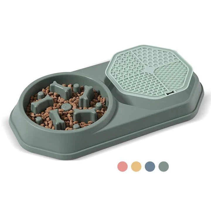 2-in-1 Slow Feeder Dog Bowl and Lick Mat from Trendha, featuring a slow feeder bowl and a lick mat for a complete and healthy feeding experience.