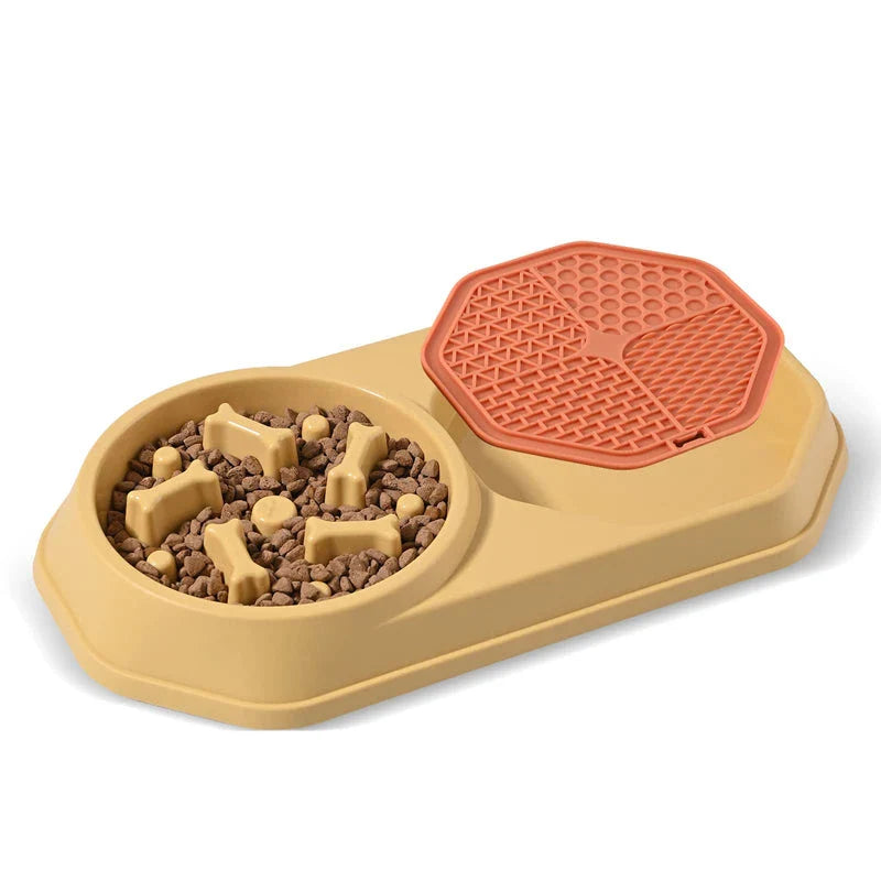 2-in-1 Slow Feeder Dog Bowl and Lick Mat from Trendha, featuring a slow feeder bowl and a lick mat for a complete and healthy feeding experience.